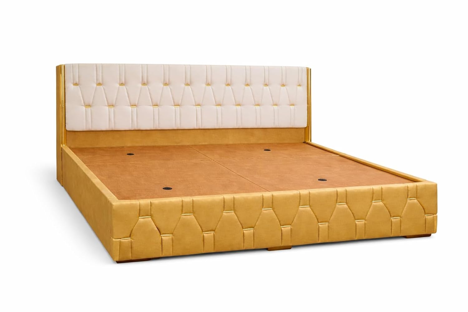 Modern Upholstered Queen Size Bed with Storage | Double Bed with Box Storage & Upholstery Premium Fabric Headboard | Platform Bed for Bedroom & Hotel | Sheesham Wood | Royal Blue | 6.5 x 5 Ft - Image 2