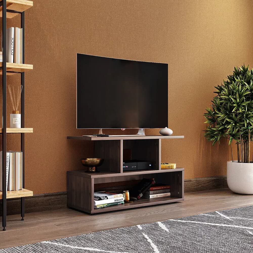 Wakefit TV Unit | 1 Year Warranty | TV Stand Table, TV Unit for Living Room, TV Cabinet, Cabinet Engineered Wood Cabinet with Decor Shelf for Upto 42'' (Heist, Columbian Walnut)